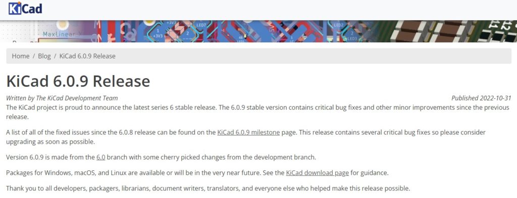 KiCAD Ver.6.0.9リリース