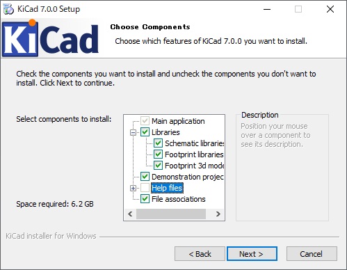 KiCAD Ver.7のインストールの際のオプション